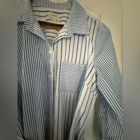 J crew classic fit cotton poplin shirt dress mixed stripe - Picture 3 of 9